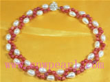 8-9mm rice pearl jewelry with 5mm coral jewelry necklace